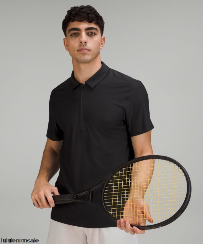 Lululemon Verkauf DELULU754 | Lululemon Deutschland Schwarz Belüftetes Tennispoloshirt Nur Online